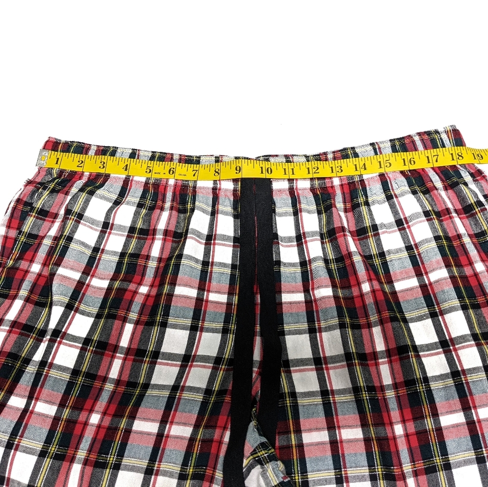 Victoria Secrets 2 piece Pajama plaid red white black yellow front tie on pants - Picture 9 of 12